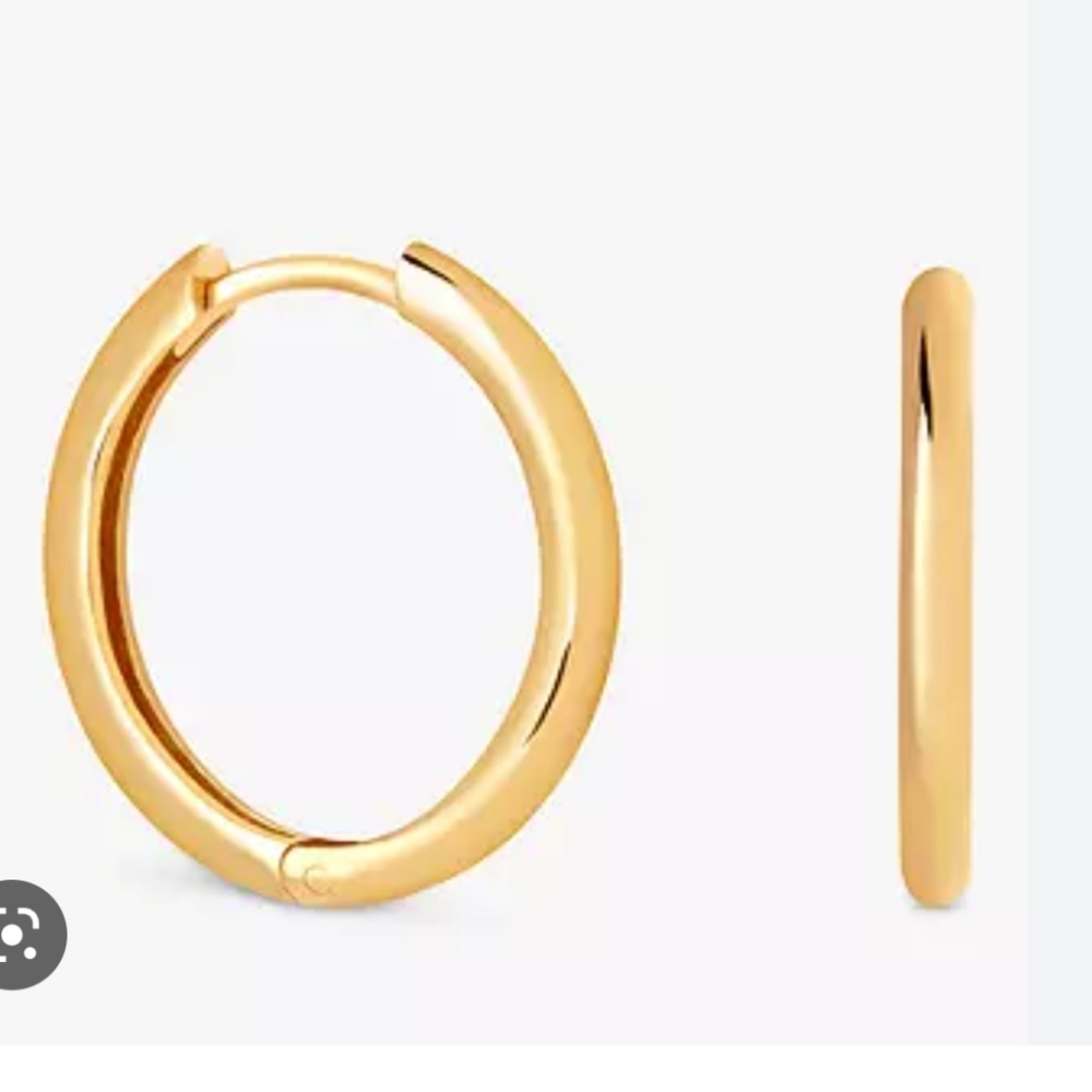 Astrid & Miyu Gold Plated Sterling Silver Huggies Hoop Earring & Diamond Charm